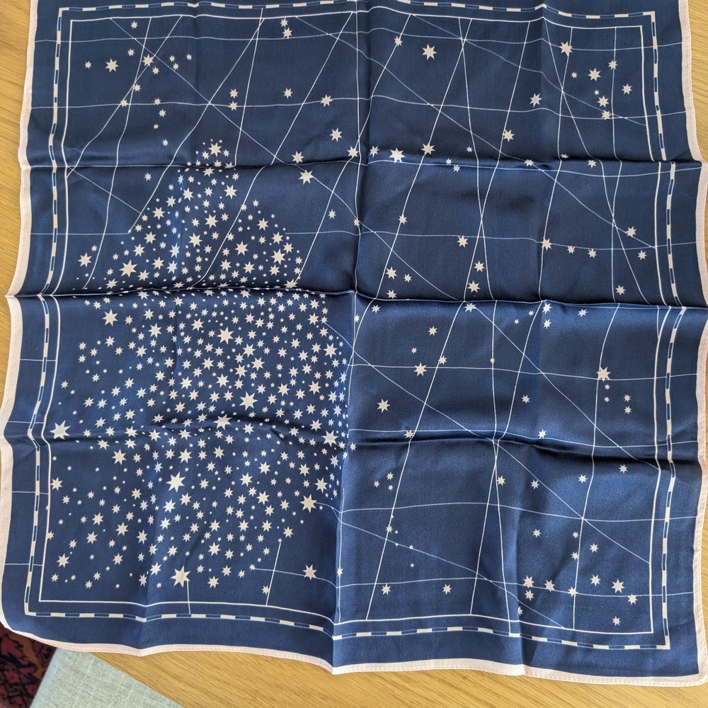 Source Unknown Navy Blue Star Constellation Silk Scarf